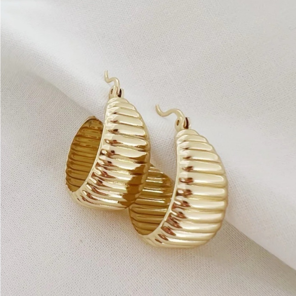 Gold Textured Hoop Earrings